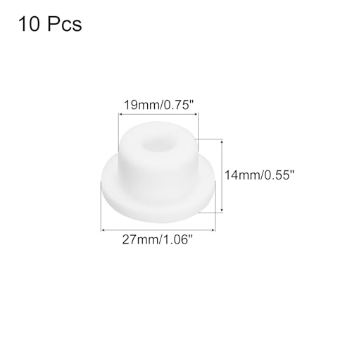 Image of MECCANIXITY High Temp Silicone Plug Mount Dia 19mm /0.75 Inch T Shaped Rubber Stopper Hole Plugs for Powder Coating Plating Waterproof Sealing Plugs White Pack of 10(OD 27mm /1.06 Inch)