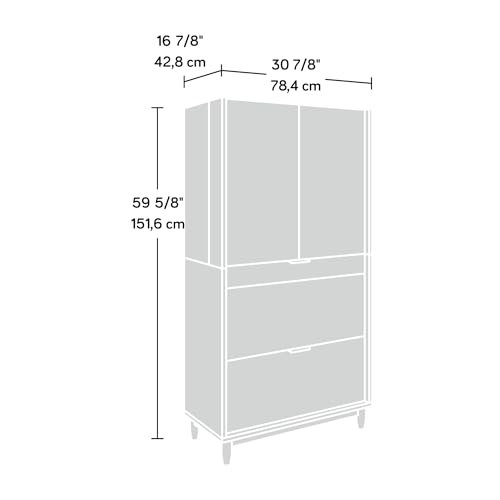 Sauder Harvey Park Computer Cabinet with Storage, Grand Walnut Finish