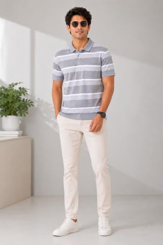 Image of SANE ORIGINALS Half Sleeve Polo T-Shirt for Men with Pocket || Stripe Collar and Pocket T-Shirt for Men Half Sleeves