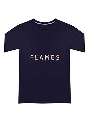 Image of CreativiT Graphic Printed T-Shirt for Unisex Flames Tshirt | Casual Half Sleeve Round Neck T-Shirt | 100% Cotton | D00393-15
