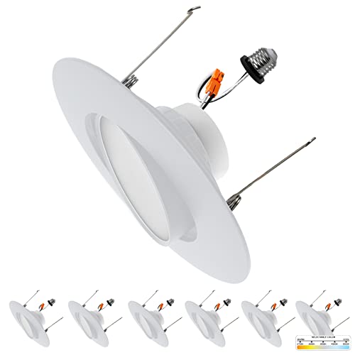 NUWATT Recessed Lighting 6 Inch, LED Retrofit Adjustable Downlight, Dimmable 16.5 Watts, 1200 Lumens, Ceiling Light - 120V, 5CCT: 27K/30K/35K/40K/50K, CRI >90, ETL Listed, White Finish, 6 Pack NUWATT Recessed Lighting 6 Inch, LED Retrofit Adjustable Downlight, Dimmable 16.5 Watts, 1200 Lumens, Ceiling Light - 120V, 5CCT: 27K/30K/35K/40K/50K, CRI >90, ETL Listed, White Finish, 6 Pack