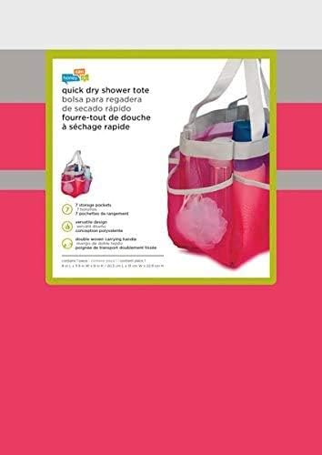 Honey-Can-Do SFT-02341 Quick Dry Shower Tote, 7-Pocket, Pink