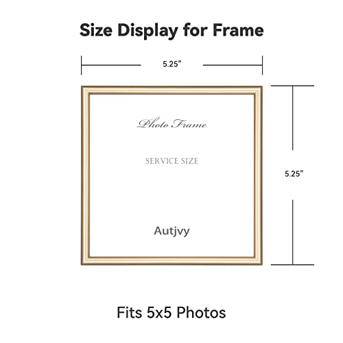 Autjvy 4X4 Picture Frames Gold - Brushed Brass Modern Simple Thin Aluminum Metal Photo Frame With Hd Real Glass, Display For Tabletop And Wall Collage. (2 Pack) #TOP2