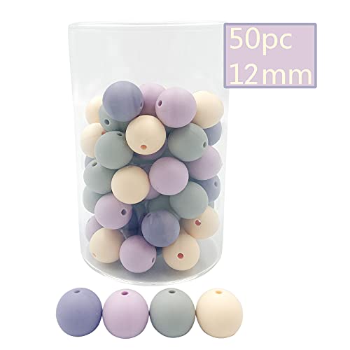 DIY Slicone Loose Purple Beads 12mm 50pc Beads for Jewelry Making, Color 3, Small - Image 2
