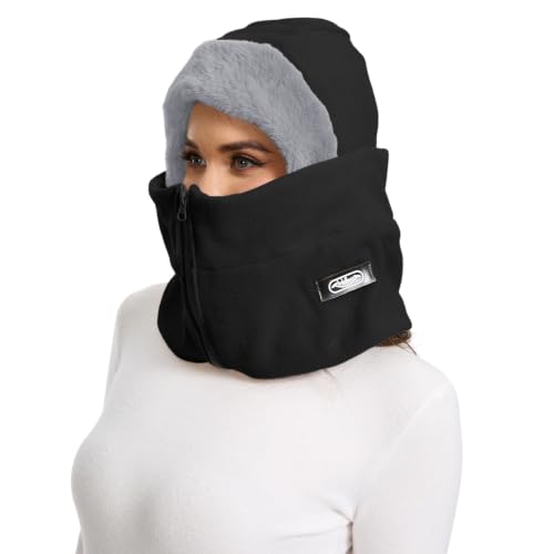 #rémunéré #Amazon<br>Cagoule Hiver Polaire Femme Chaud Coupe Vent Noir
