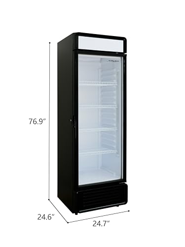 Image of Hamilton Beach, 13.3 Cu. Ft. Commercial Glass Door Display Merchandiser Refrigerator Cooler, ETL, Black