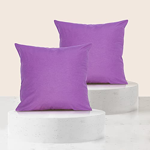 Viste Tu Hogar Pack 2 Fundas de Cojin 50x50 cm, Algodón y Poliéster, para Decoración de Hogar en Color Morado Liso Cover