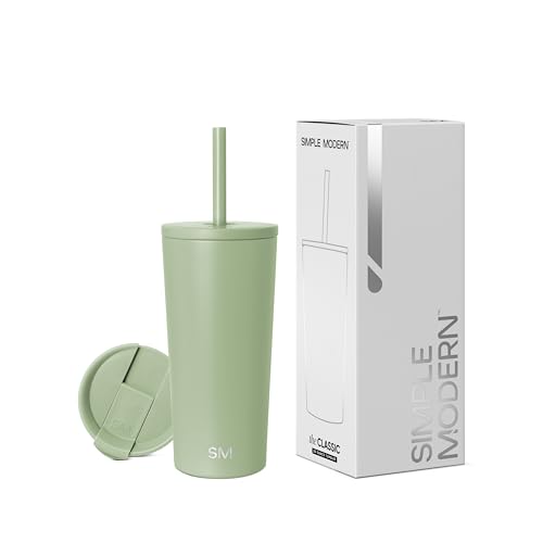 Image of Simple Modern Insulated Tumbler with Lid and Straw | Iced Coffee Cup Reusable Stainless Steel Water Bottle Travel Mug | Gifts for Women Men Her Him | Classic Collection | 20oz | Meadow Mist