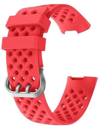 Brain Freezer PU Leather Watch Strap Compatible with Charge 3 Large Red (Device Not Included)