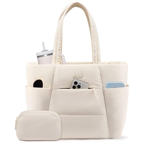 LOVEVOOK Tote Bag for Women,Large Puffer Work tote bag for 15.6In Laptop Teacher Nurse,Shoudler Bag for Travel,Daily