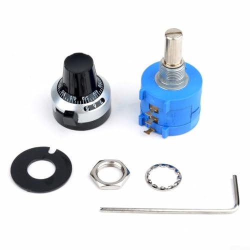 Potenciómetro de 10 K ohmios, resistencia de precisión de 10 velocidades, con contador para botón giratorio, tecnología de regulación, instrumentos de medición de laboratorio, eje de 6,35 mm