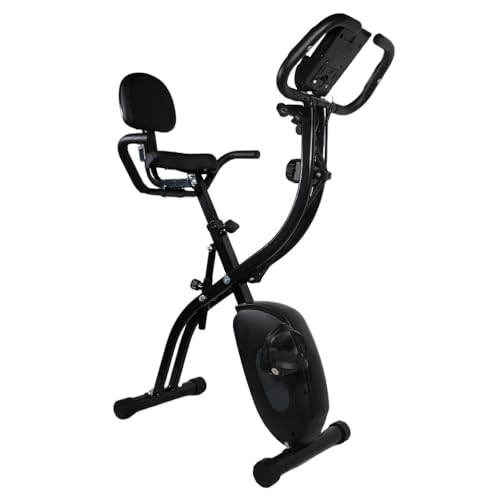 Bicicleta Estática Plegable, Bici de Spinning Doble Manillar, Magnet Bike 10 Niveles Resistencia, Bicicleta Estatica Pantalla LCD Multifunción