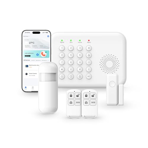 Home Security System - Alarm 5-Piece Kit Compatible with Alexa,Tuey and Smart Life (No Contract) (5 Pack Alarm System)