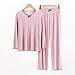 Two-piece Pajama Sets for Women Loose Solid Long Sleeve Home Wear and Soft Pants Suit Fashion Casual Comfy Sleepwear Set(Pink,X-Large)