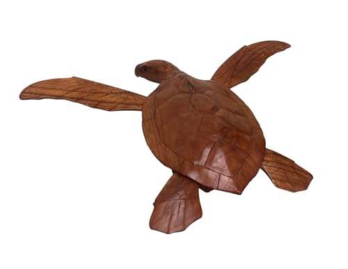 Estatua de Tortuga tallada en madera única