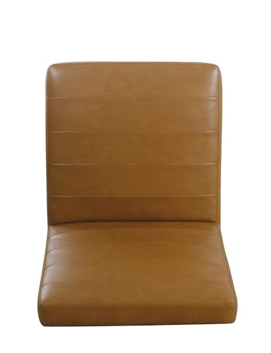 Image of HomePop Channeled Metal Dining Chair - Caramel Brown Faux Leather (Single Pack)