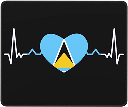 Drapeau de Sainte-Lucie Heartbeat Mouse Pad Tapis de Souris en Cuir antidérapant 10 x 12 Pouces