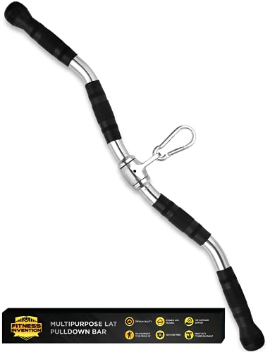 Fitness Invention LAT Pulldown Bar - LAT Bar Attachment 30 Inch - Cable Attachments for Gym Set - LAT Pull Down Bar - Curl Bar Cable Attachment - Cable Machine Attachment - Ez Bar Cable Attachment