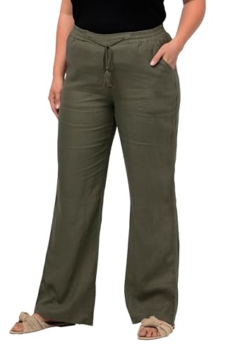 Pantalon en lin grandes tailles Mary coupe droite fluide avec 2 poches latérales