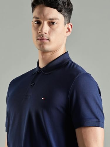 Image of Tommy Hilfiger Solid Regular Fit Cotton Polo T-Shirt