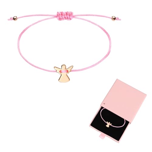 OUDQFCJ Pulseira de anjo da guarda para menina, prata, ajustável, pulseira comunhão, presentes para meninas, pequenos presentes para comunhão com caixa de presente