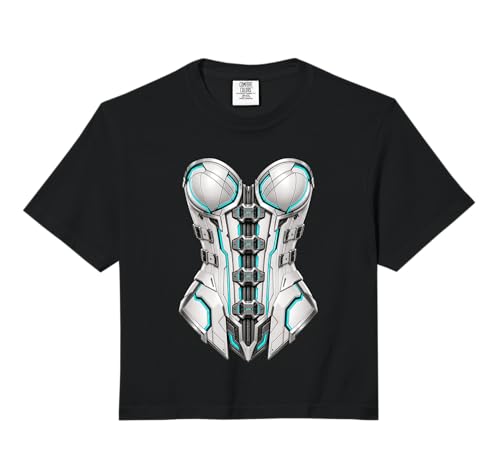 Futuristic Cyberpunk White Cybernetic Armor Costume Comfort Colors Crop Top