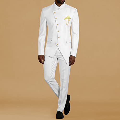 African Suit for Men Single Breasted Jacket with Kerchief and Pants 2 Piece Set Dashiki Clothes for Wedding2