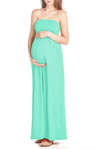 Image of Beachcoco Women’s Maternity Maxi Dress – Strapless Tube Top Comfortable Long One Piece Baby Shower Pregnancy Photography