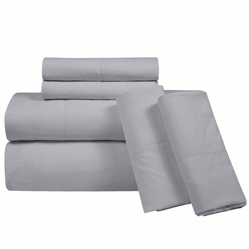 Image of ROYALE LINENS 6 Piece King Sheets Set - Soft Brushed 1800 Microfiber Bedding - 1 Fitted and 1 Flat Sheet, 4 Pillow Cases - Wrinkle Free & Fade Resistant - Hotel Luxury Bed Sheets (Harbor Mist, King)