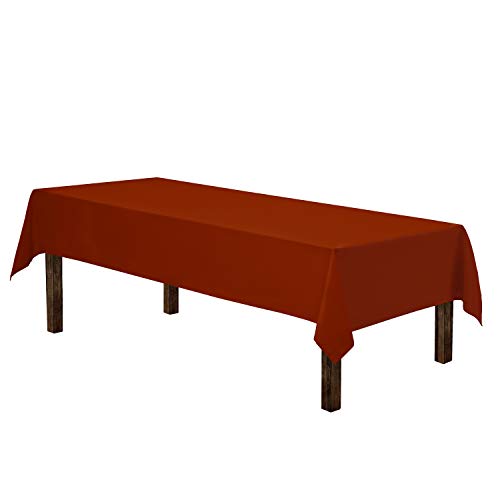 Image of Gee Di Moda Rectangle Tablecloth - 60 x 84 Inch Burnt Orange Table Cloth for 5 Foot Rectangle Tables - Heavy Duty Washable Fabric - for Holiday Party, Dinner, Weddings, Baby Shower & Events
