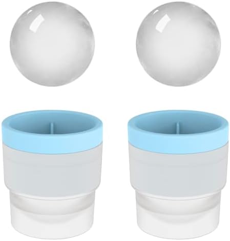 DAPOWER Ice Ball Maker Mold - Set of 2, Round Ice Cube Mold, 2.4 Inch Sphere Ice Cubes for Whiskey, Cocktails, Bourbon (2, Blue)