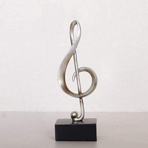 Símbolo de música retro de plata, adornos de resina para manualidades, decoración creativa para el hogar, sala de estar, sala de estudio, decoración moderna (color: dorado 2) regalo novedoso