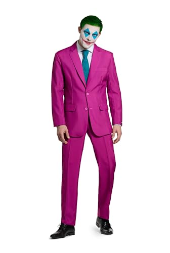 Suitmeister Herren Joker Kostüm - Rubinrotes Halloween Outfit - Batman Schurken Kostüm - inklusive Blazer Hose und Krawatte - Rot