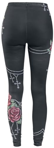 Leggings Di Rock Rebel By Emp - Leggings With Roses And Crosses - Xs A 5XL - Donna - Nero - 2