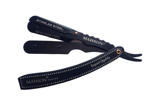 Image of Barber Shaving Razor Stainless Steel Straight Edge Ustra for Beard Shaving without Blade For Salon Use & Home Use, for Men S S Handle Black