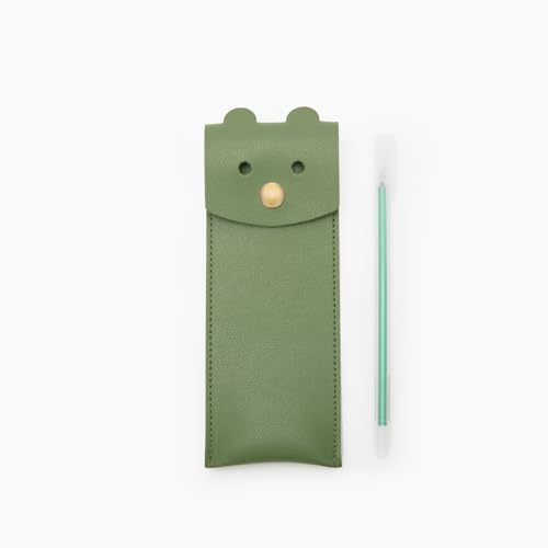 Image of Small Pencil Case Simple Pencil Pouch with Flap Opening Design Cute Pattern Stationary Storage Bag (Gray)