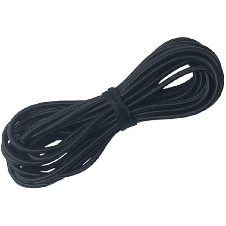 1/8-Inch (3mm) Black Heavy Stretch Round String Elastic Cord (Cut of 10 Yards)