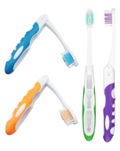 JUKOTA 4 PCS Cepillos de Dientes de Viaje Plegables,Cepillos de Dientes Manuales Portátiles de Viaje para Adultos,Cerdas Suaves para Proteger Encías,para Viaje,Camping,Senderismo