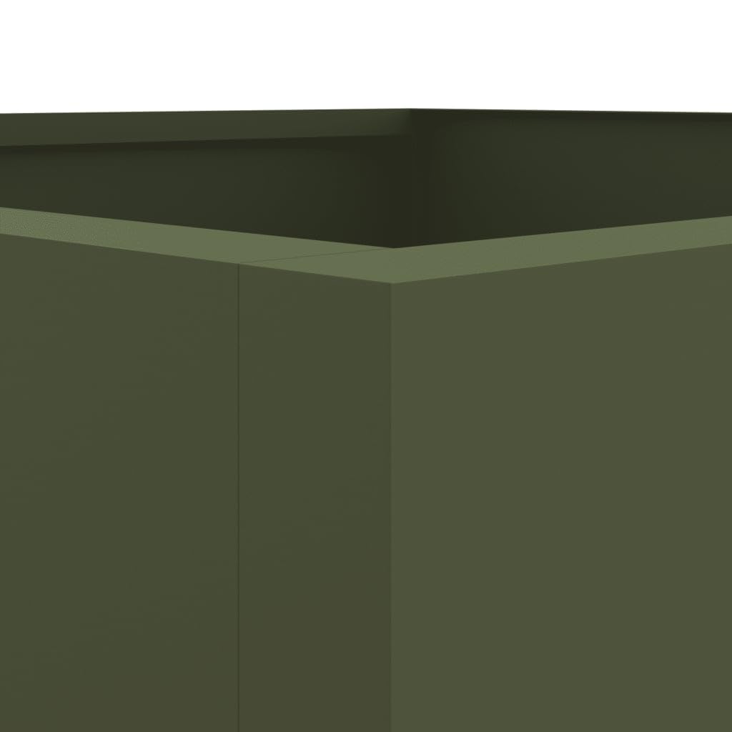 Rantry Pflanzgefäß Olivgrün 42 x 38 x 75 cm aus kaltgewalztem Stahl, Pflanzgefäß für den Garten, Pflanzgefäß für den Außenbereich, Balkonkasten
