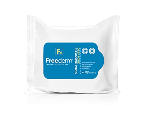 Freederm Fragrance Free Deep Pore Face Cleansing Wipes for Spot Prone Skin, Fights Spot Causing Bacteria, Biodegradable, 25-count