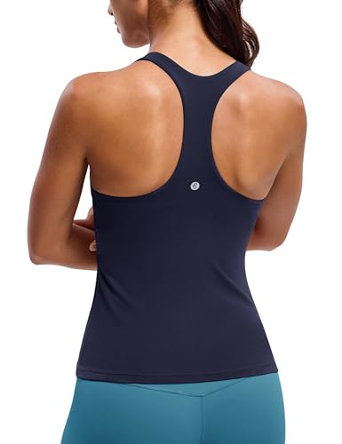BAYDI - BAYDI Clouduxi Racerback Workout Tank Tops for Women Yoga Shirts with Built in Bra Gym Sleeveless Camisole Navy Blue - -15%