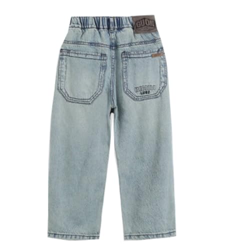 Boy's Casual Straight Leg Denim Pants Elastic Waist Jeans with Pockets2