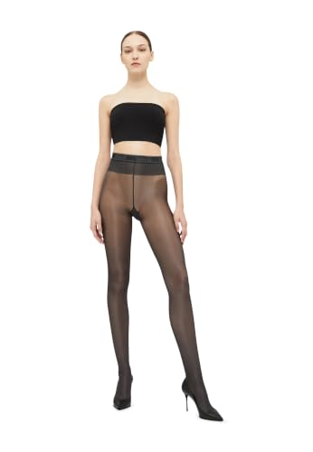 Image of Wolford Neon 40 Denier Tights Pantyhose for Women Semi Sheer Brilliant Shine Soft Logo Waistband Invisible Reinforced Toe