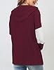 Gemulate Ladies' Color Block Ribbed Hoodie with Zip, Long Sleeve Top for Fall Casual Photography Sessions Wine Red M #2