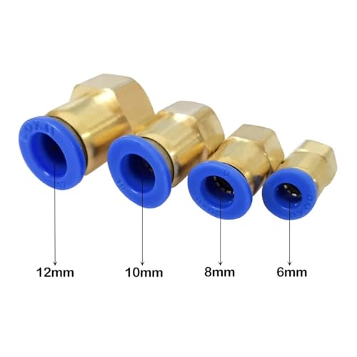 Conector neumático PCF hembra recto de un toque con diámetro exterior 12mm 6