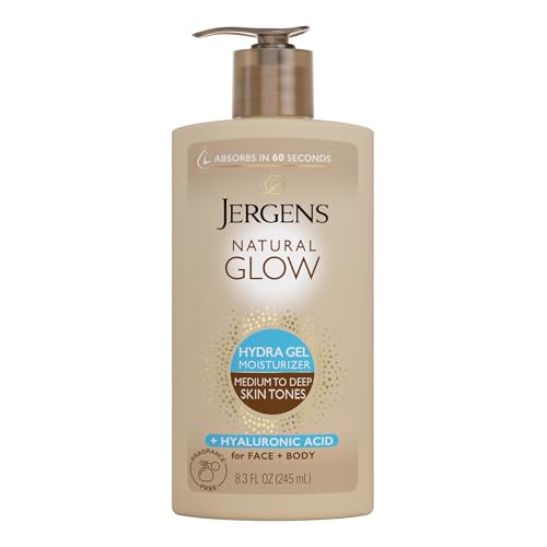 Jergens Natural Glow Hydra Gel Moisturizer, Hyaluronic Acid Tanning Lotion, Hydrating Tanning Gel,...