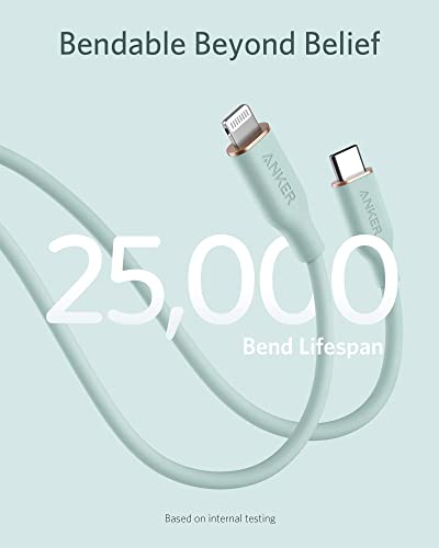 Image of Anker USB-C to Lightning Cable, 641 Cable (Mint Green, 3ft), MFi Certified, Powerline III Flow Silicone Fast Charging Cable for iPhone 13 13 Pro 12 11 X XS XR 8 Plus (Charger Not Included)