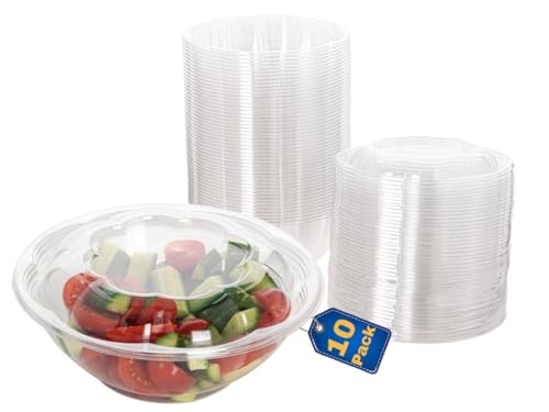Smygoods Disposable Plastic Salad Bowls with Airtight Lids Ideal for Meal Prep Takeout Catering Parties Picnics and Food Storage Stackable Leak-Proof