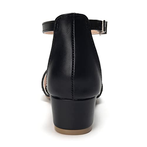 Image of FUNKYMONKEY Girls Low Heels Sandals Open Toes with Ankle Strap Rhinestone Dress Shoes for Kids