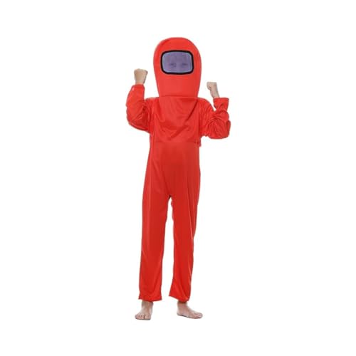 Image of WANNA PARTY WP Kids Amon Us Astronaut Costume Game Space Suit Red Blue Jumpsuit Halloween Backpack Cosplay Costumes For Boys Age 8-10 Years,Size L - Polyester